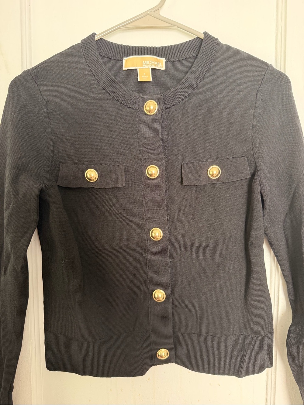 Michael Kors Black Knit Cardigan with Gold Buttons